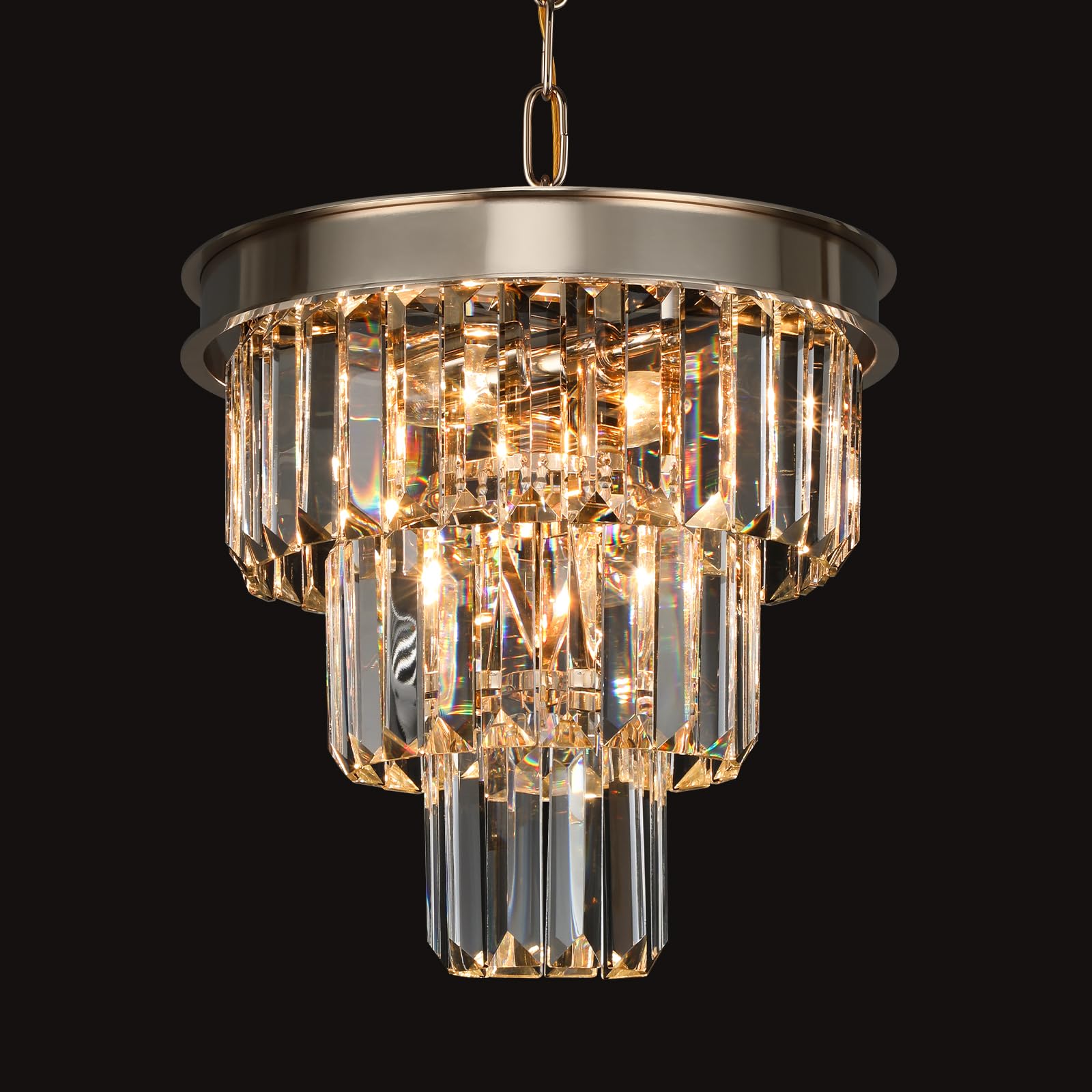 Photo 1 of Weesalife Crystal Chandeliers for Dining Room Light Fixtures Over Table?4-Lights Modern Champagne Gold Crystal Pendant Lighting Fixture?Small Chandeliers for Kitchen Island Bedroom Entryway D12 Inch