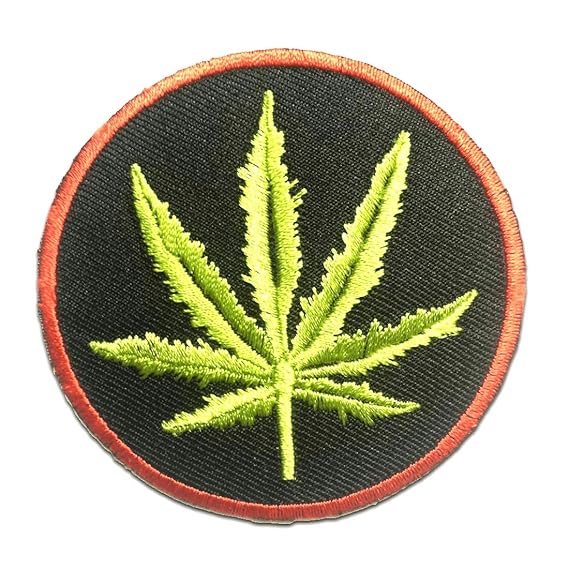 Iron on Patches Weed Marijuana Cannabis Green Ø8cm Application