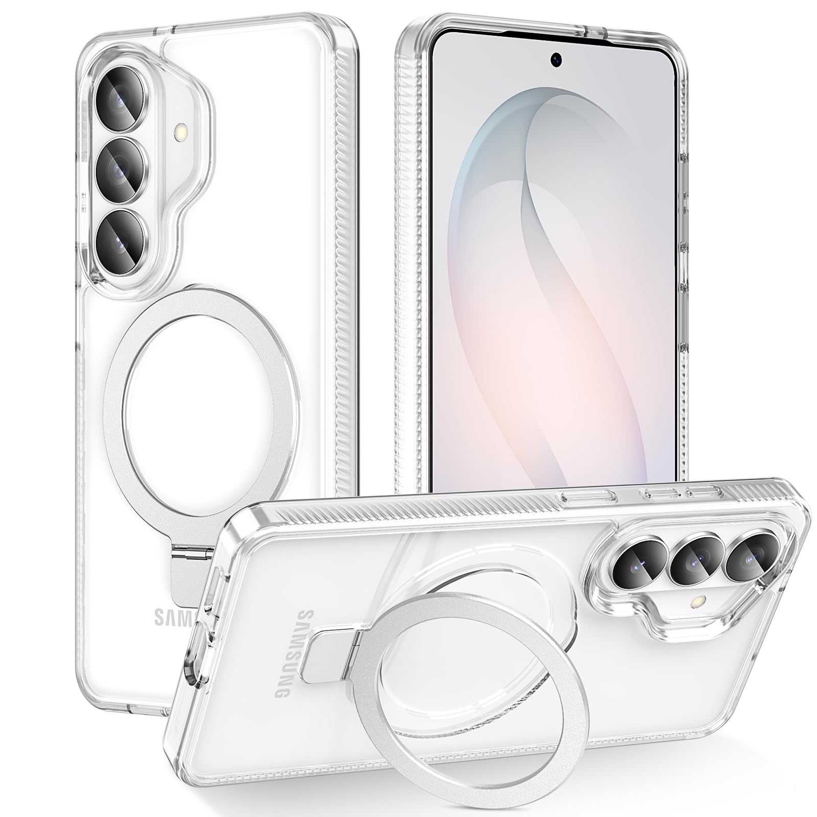 Photo 1 of STERKER Designed for Samsung Galaxy S26 Case Magnetic Ring Stand [Military Grade Drop Protection][Compatible with Magnetic] Not Yellowing Slim S26, Clear