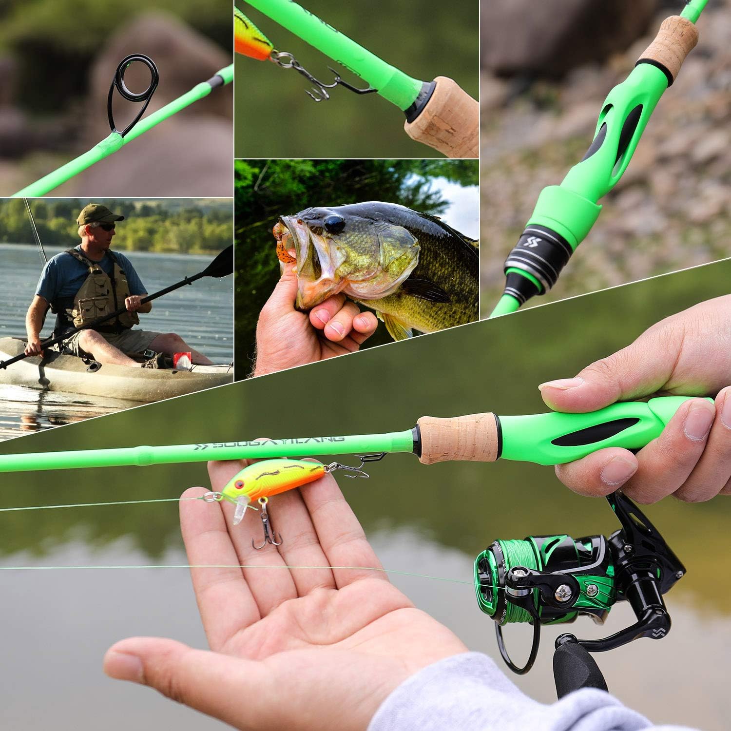 Sougayilang Fishing Rods, Sensitive Casting Rod & Spinning Rod of 24 Ton Carbon Fiber, Lightweight Two Pieces Inserts, Stainless Steel Guides Fishing Rod(Spinning 7'0'') : Sports & Outdoors