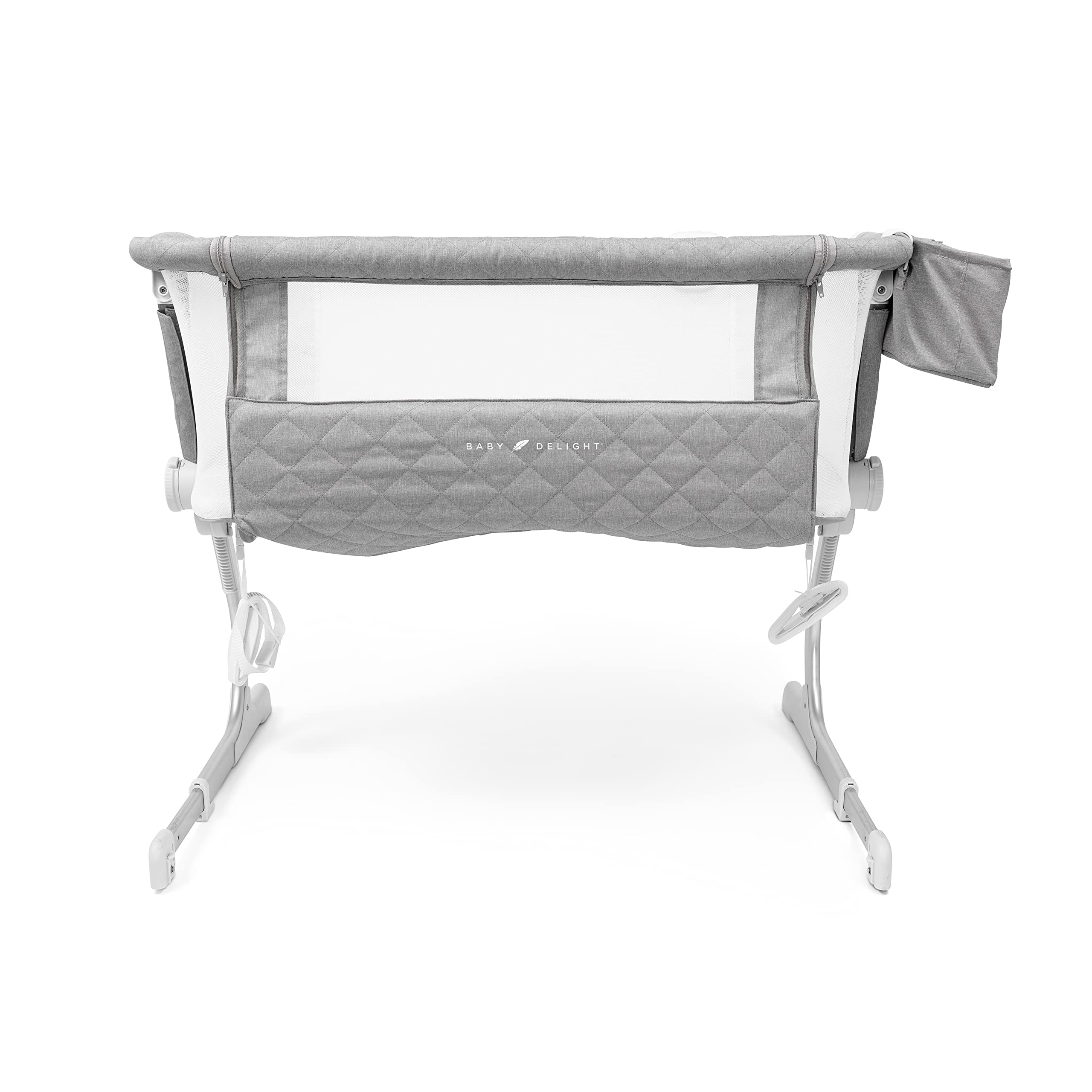 Baby Delight Beside Me Dreamer Bassinet | Bedside Sleeper | Sound Machine Included | 6 Height Adjustments | Quilted Grey