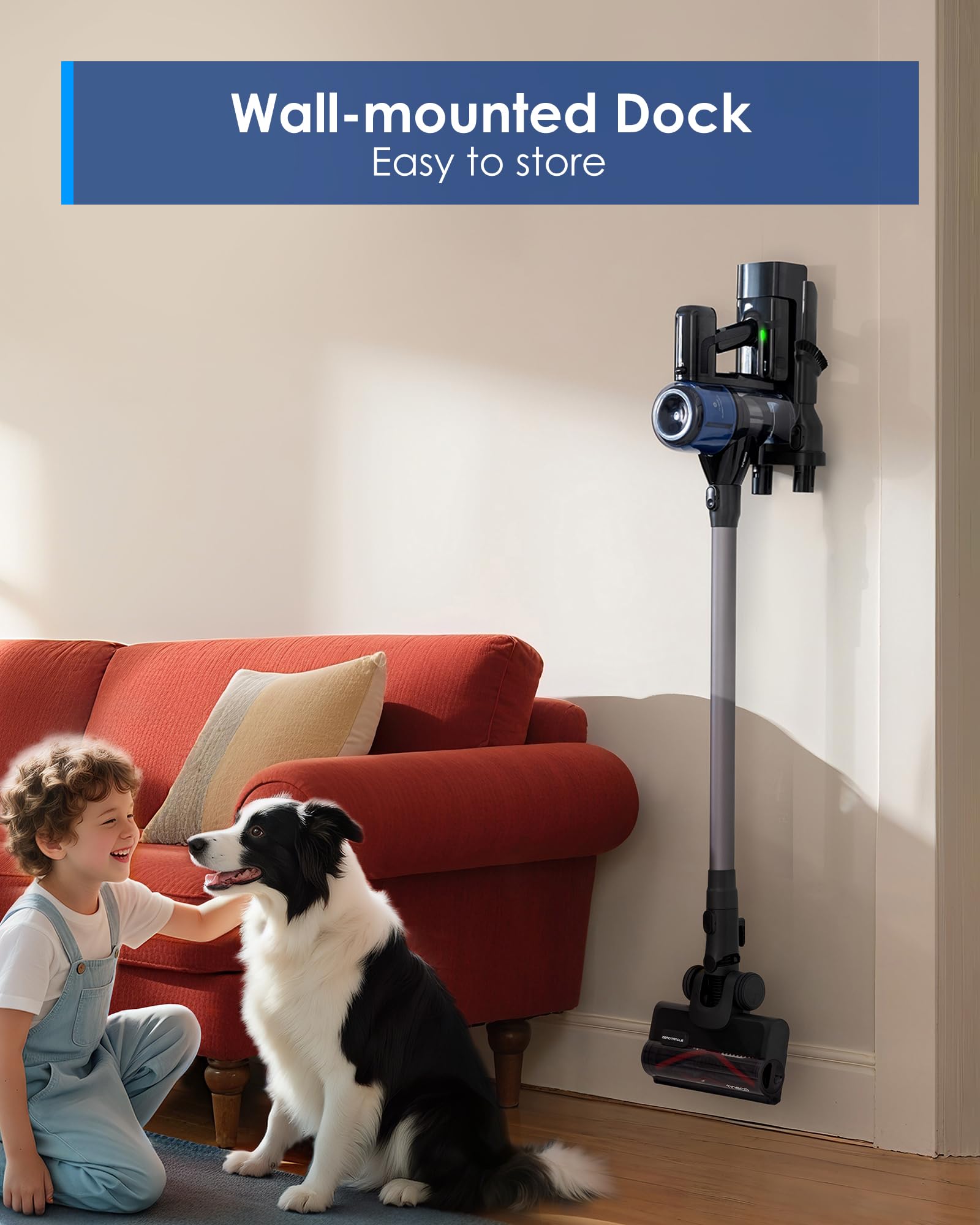 Tineco Pure ONE S30 Aspiradora inalámbrica, potente succión de 150 AW, cepillo sin enredos, hasta 65 minutos de tiempo de funcionamiento, filtración HEPA de 6 etapas, aspiradora con tecnología PureCyclone con base para montaje en pared