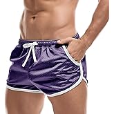 AIMPACT Mens Mesh Shorts Retro 3 Inch Sexy Side Split with Pockets Athletic Workout Running Booty Short Shorts
