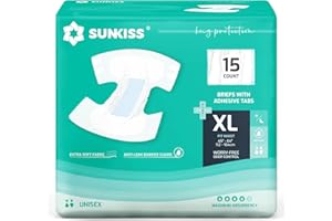 SUNKISS TrustPlus Adult Diapers with Maximum Absorbency, Unisex Disposable Incontinence Briefs with Tabs for Men and Women, O