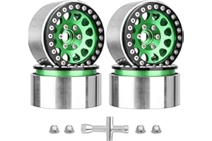HobbyPark Aluminum 1.9 Beadlock Wheels for 1/10 Scale RC Crawler, Compatible with Traxxas TRX4 Axial SCX10 Redcat Gen 8 RC4WD, 4pcs (Green & Black)