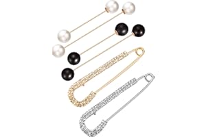CHUANGDI 6 Pieces Women Brooch Pins Sweater Shawl Cardigan Collar Clips Retro Pearl Crystal Dress Shirt Clip for Back Cinch and Waist for Women Girl Clothing Costume Accessory