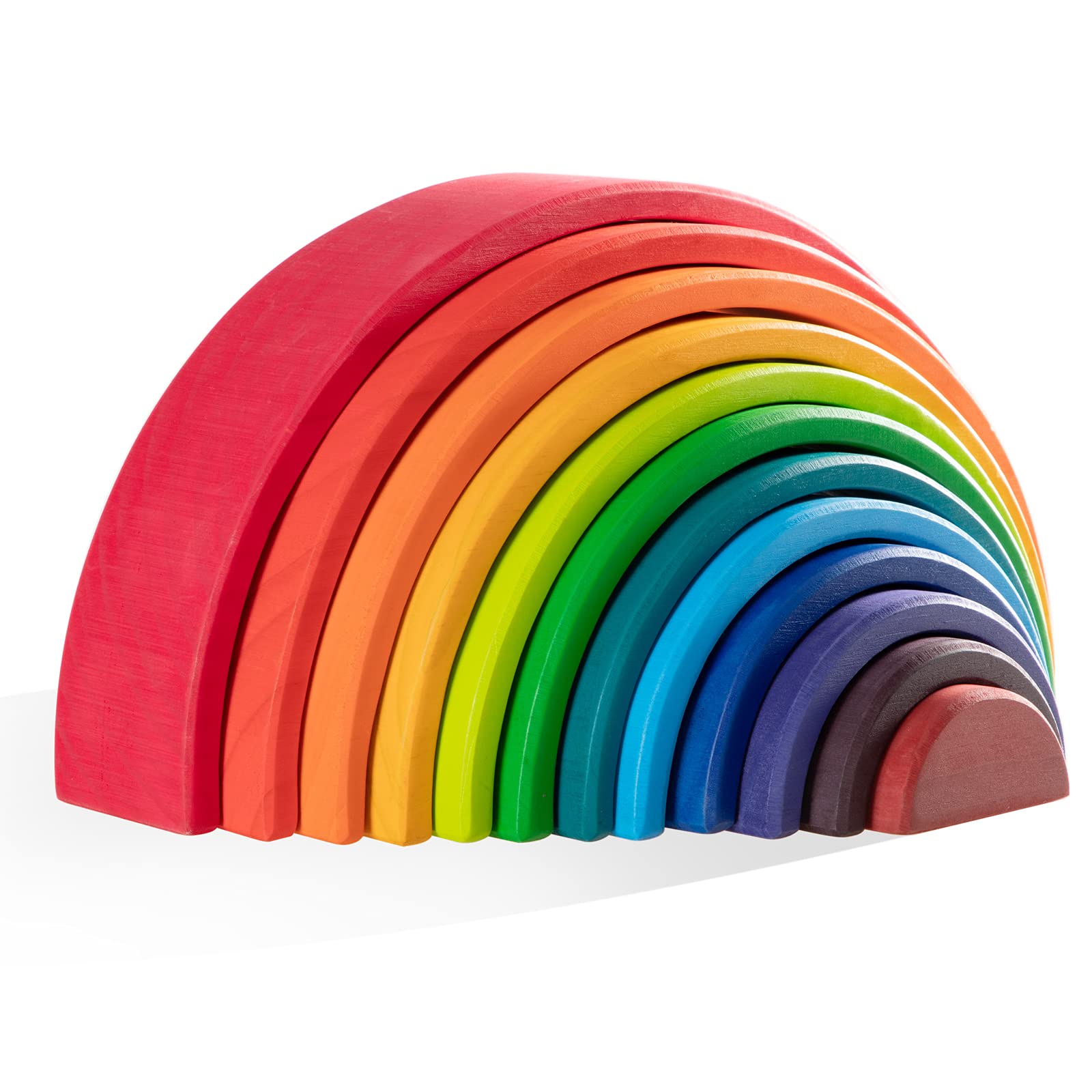 Photo 1 of MERRYHEART Wooden Rainbow Stacking Toy, 12 Pcs Wood Building Blocks Set, Waldorf Toys for Toddlers, Matching Educational Learning Toy