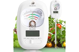 HSLGOVE Soil Test Kit, 7-in-One Soil Moisture Meter/Soil PH Meter/Fertility, Dual Screen Soil Tester w/Digital Soil Temp/Air Temp&Humidity for Plants Gardening,Lawn,Farm Indoor&Outdoor-StoneWhite