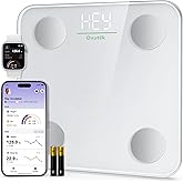 Ovutek Smart Scale for Body Weight, Digital Bathroom Scale BMI Weighing Body Fat Scale, Accurate Body Composition Scale Monitor for People's Health with Smartphone App, Compact Size, 400lb (White)