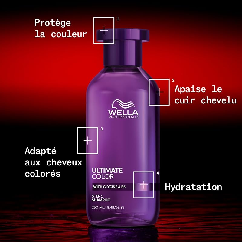 ULTIMATE COLOR Shampoing Étape 1 – Shampoing couleur professionnel pour cheveux colorés, éclat de la couleur et apaisement du cuir chevelu – Sans sulfate 1000 ml