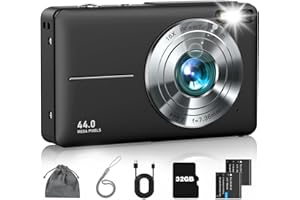 LECRAN Digital Camera, FHD 1080P Point and Shoot Camera with 16X Zoom Anti Shake, Compact Small Portable for Boy Girls(Deep Black)