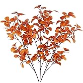 CISDUEO 3 Pcs Artificial Fall Leaves with Stems Artificial Maple Leaves Branches Autumn Faux Leaf for Thanksgiving Home Indoor Outdoor Kitchen Festival Autumns Table Centerpieces Decoration Orange