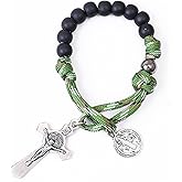 Nazareth Store One Decade Paracord Rosary Beads Pocket/Bracelet Rosary Miraculous/St Benedict/St Joseph Medal & Cross
