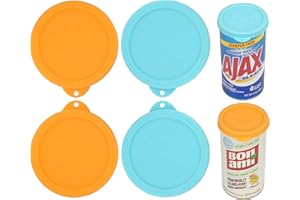 LUVCOSY 4 Pack Silicone Powder Cleanser Lids, Compatible with Bar Keepers Friend, Comet, Ajax Powder Cleanser (12 oz & 21oz), Moisture Resistance, Cleanser Accessory to Keep Powder Dry