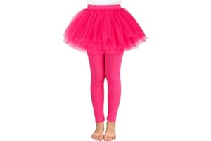 Auranso Little Girls Footless Leggings Pants with Lace Ruffle Tutu Skirt 2-9T