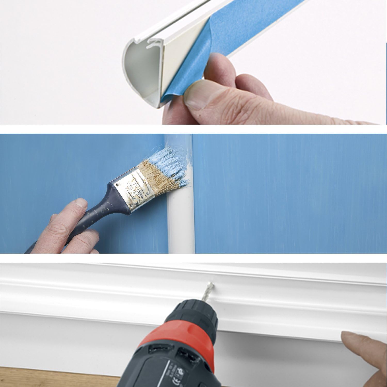 D-Line Cable Raceway On-Wall Cord Cover White | 39 Inch Medium Paintable Channel to Hide and Conceal Cords, Cables, or Wires | Cable Management | 1.18" (W) x 0.59" (H): Electronics