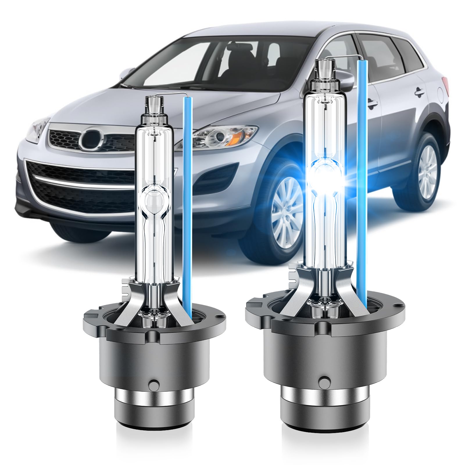 Photo 1 of SENROBO Fit for Mazda 2007-2012 CX9 CX7 2006-2013 Mazda 3 5 6 2006-2015 Miata MX5 D2S HID Xenon Headlight Bulbs, 350% Brightness, Low Beam Light Bulb, 8000K White Blue, Plug and Play, Pack of 2