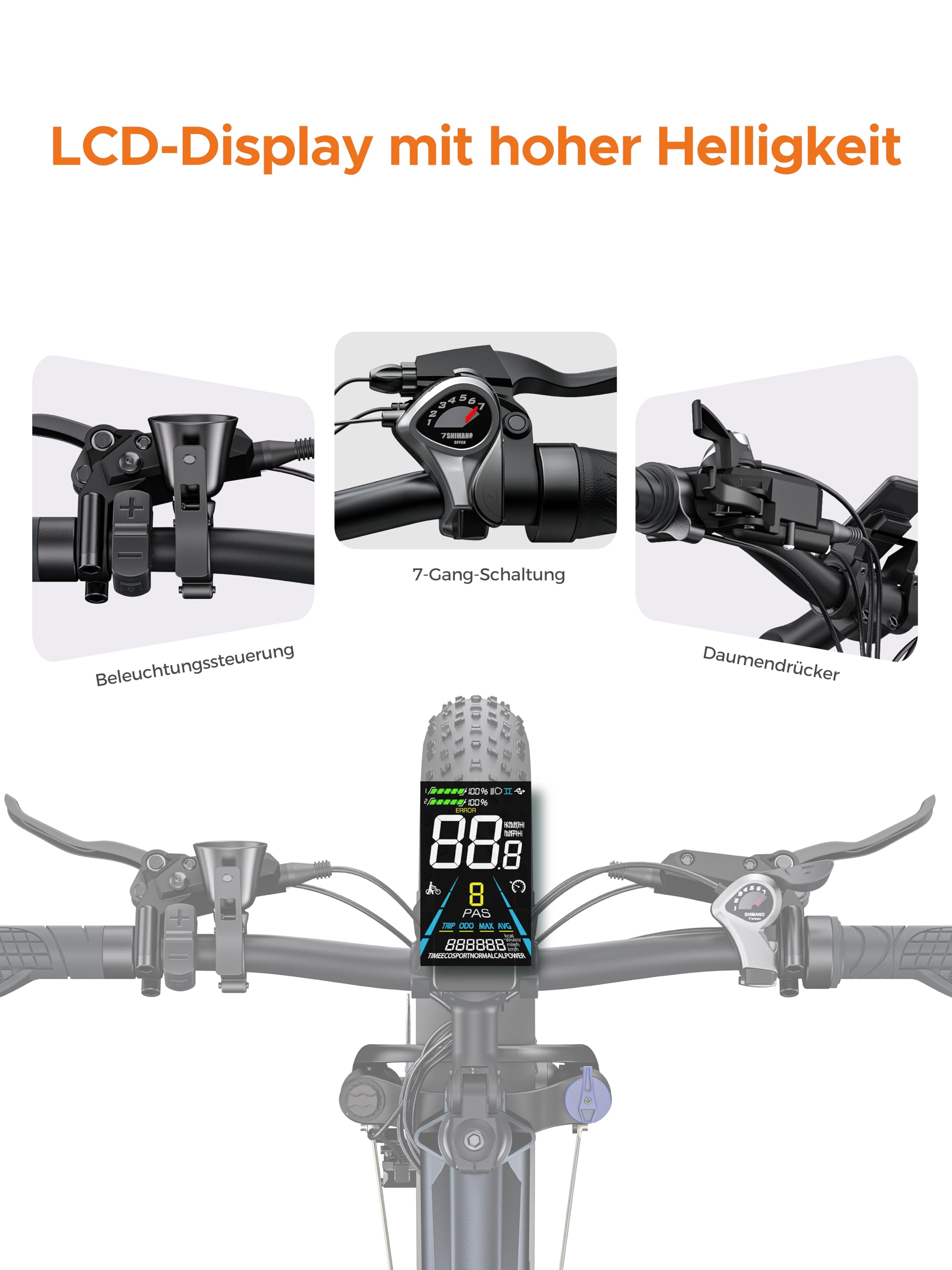 ENGWE E Bike Mountainbike Elektrofahrräder, Ebike 48V 16Ah Akku bis 150km, E-Bike mit 26x4 Zoll Fat Tire, Electric Bike 250W Motor Max. 25km/h, E26 5