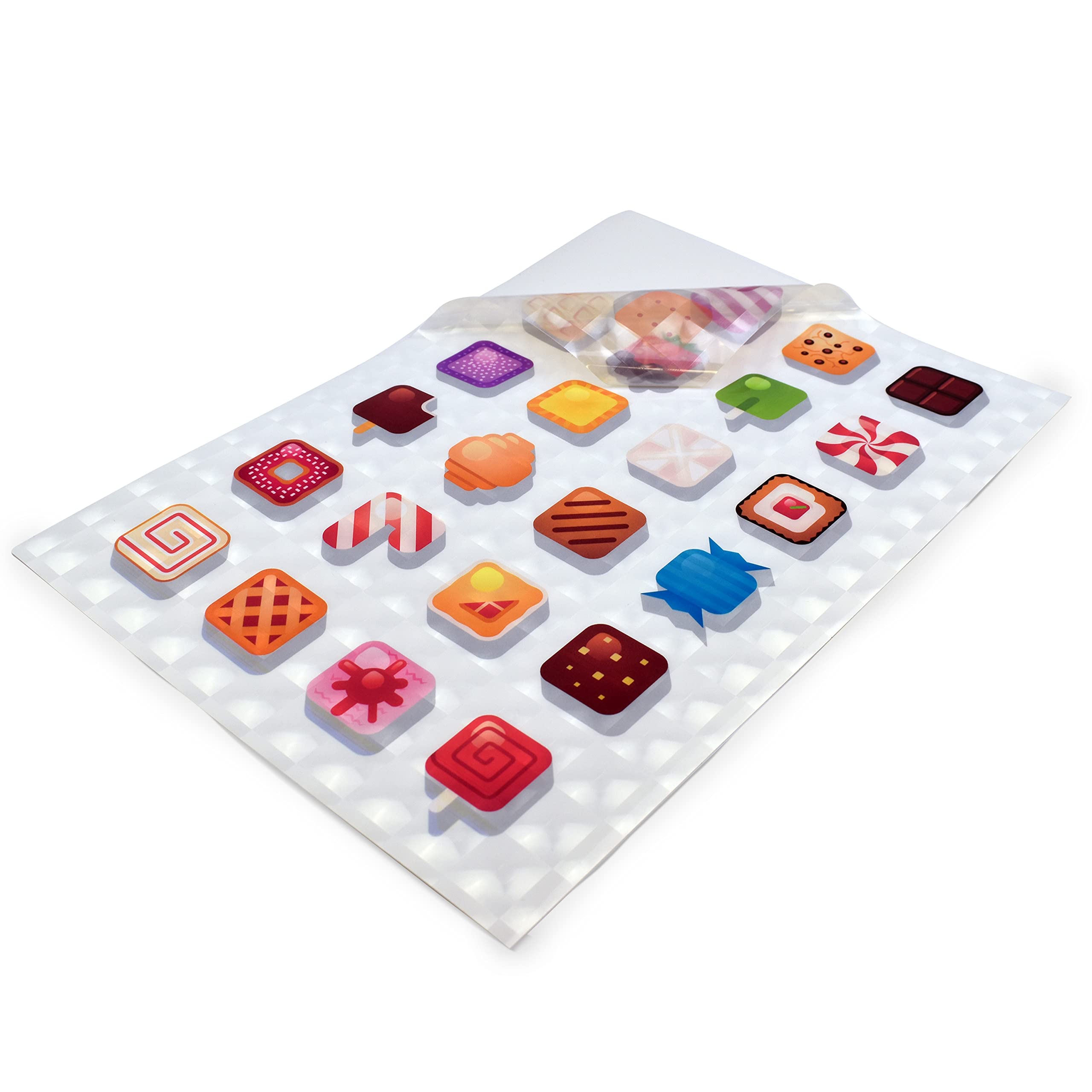 Evergreen Goods 10 Sheets A4 3D Translucent Printable Vinyl - Inkjet & Laser Compatible, Waterproof, Glossy, Perfect for Cricut & Silhouette Cutters, Stunning Designs (Square Bubbles Pattern)