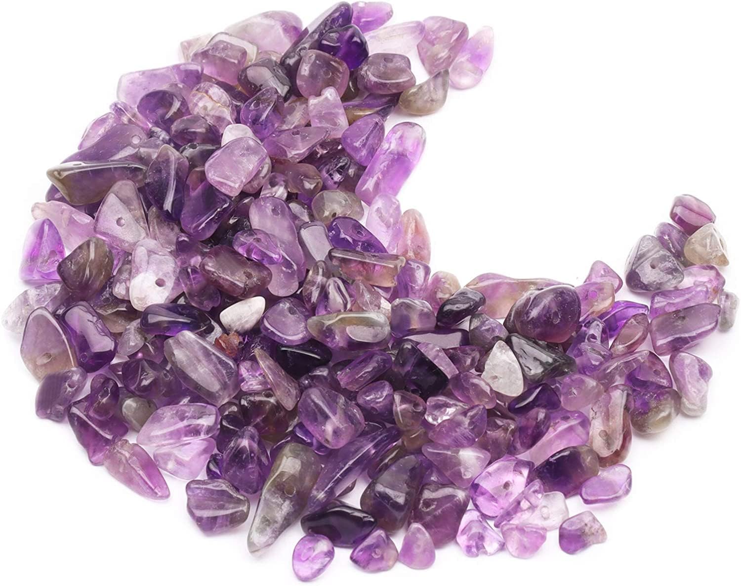 500Pcs Amethyst Crystals Chips, 5-8mm Gemstone Beads, Irregular Natural Crystal Beads for Jewellery Making, Drilled Tumbled Chips for Bracelet Making — image 1
