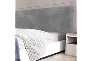 GZYLCH Velvet Headboard Slipcover, Stretch Bed Headboard Cover, Universal Solid Color Dustproof Backrest Cover Bed Head Protector Cover for Full Queen Cal King Size Bed,Light Grey,Queen:59.0in