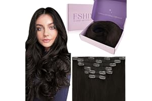 Fshine Clip in Hair Extensions 18 Inch 120 g Dark Brown Human Hair 7 pcs Straight Clip in Real Hair Extensions for Women