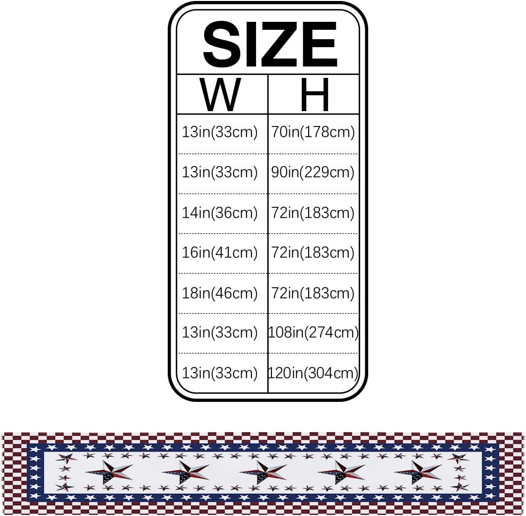 Table Runner Cotton Linen, American USA Flag Stars Table Linens Non-Slip Runners for Kitchen Party Wedding Home Decor,July 4th Independence Memorial Day Table Top Decoration 13" x 90": Kitchen & Dining