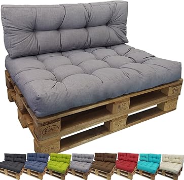Diluma Pallet Cushion Comfort 2 Piece Set Grey 1x Seat Cushion 1 X 80 Cm
