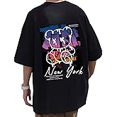 GORGLITTER Men's Novelty Casual Letter Graphic Crewneck T-Shirt Half Sleeve Oversized Tee Top