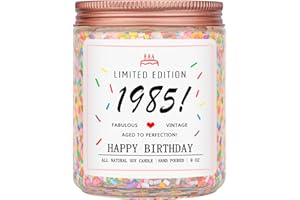 Homsolver 40th Birthday Gifts for Women Ideas, Happy 1985 40th Birthday Candle Gifts-Limited Edition 1985 Handmade Candles (Vanilla Birthday Cake Scent with Sprinkles)