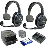 Eartec UL2S Ultralite HD Wireless Intercom Headset System, 2-Person Full Duplex, Single Ear, DECT Interference-Free, Up to 1000ft Range, Team Communication for Crews
