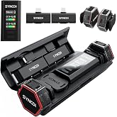 SYNCO G4 Wireless Lavalier Microphone System 2.4G with 200M Range 2.0 Noise Cancellation,Magnetic Clip Design,Portable Charging Case 8H Mini Mic for Broadcasting Vlog Stream YouTube DSLR Smartphone