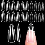 Makartt Long Almond Nail Tips 500Pcs 10 Sizes Clear Full Cover Nails