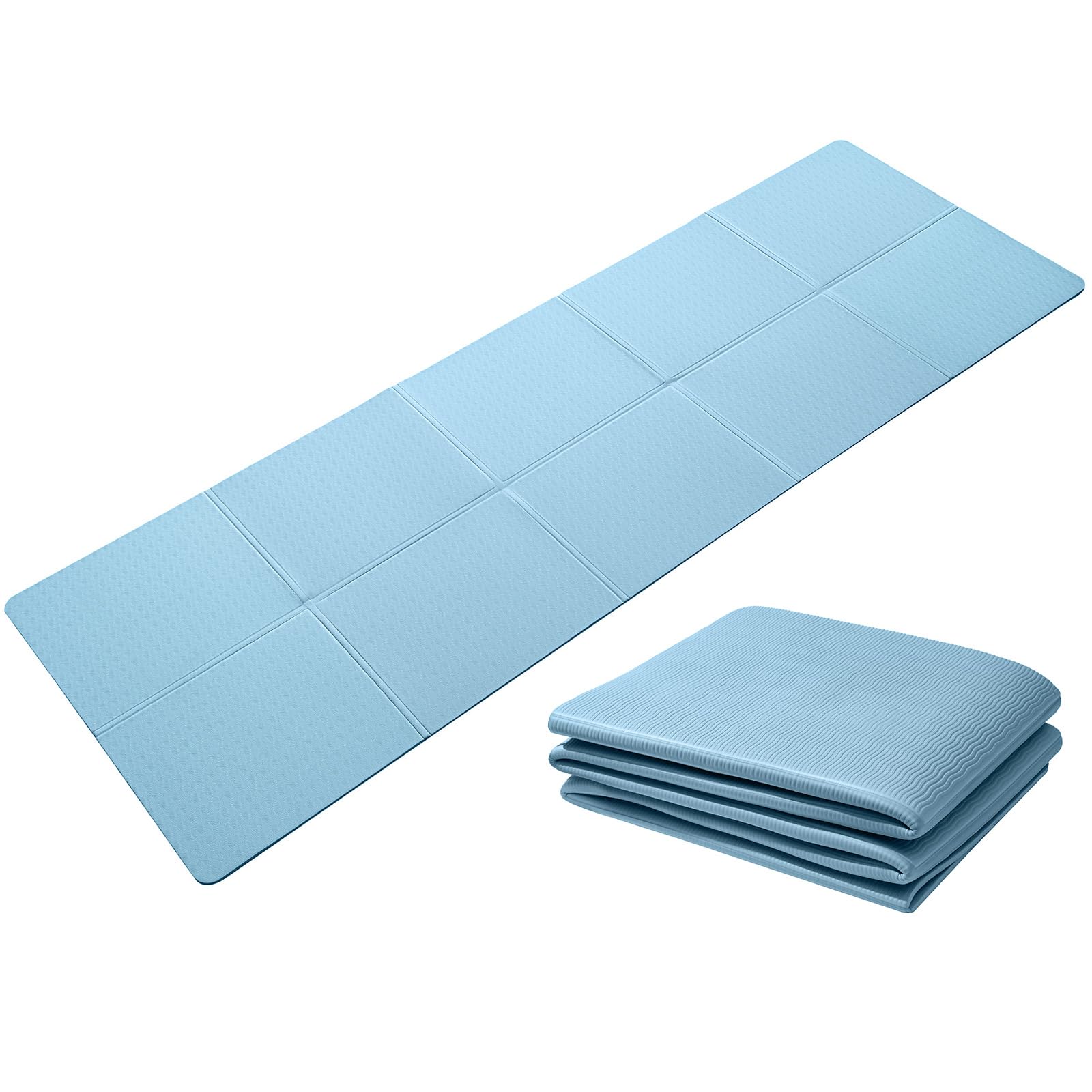 Good Nite Foldable Yoga Mat Non Slip Portable Exercise Fitness Gym Pilates Sport Travel Mat for Women Men 183 x 61 x 0.6 cm (Blue)