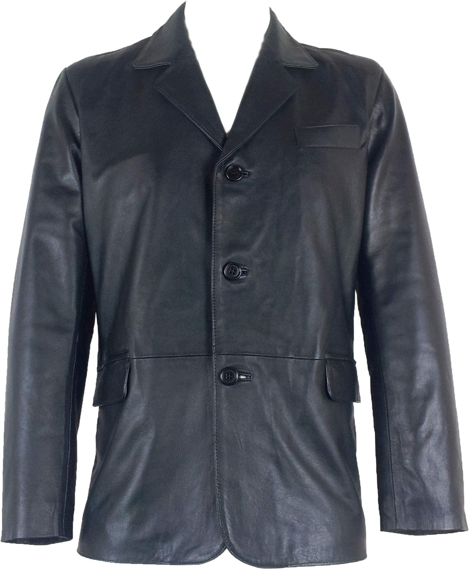 Mens Classic Blazer Black Leather Jacket #B5