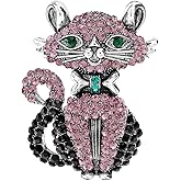 Rhinestone Cat Brooch Pin for Women Girls Men Vintage Crystal Animal Kitten Brooches Classic for Wedding Party Dance Banquet Lapel Pins Dainty Christmas Anniversary Jewelry Unisex Gift Clothes Accessories Christmas