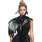 Feather Cape Shawl Costume Black Witch Wings Collar Adult Crow Neck