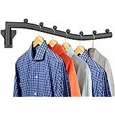 Folding Clothes Hanger Rack Swing Arm Hook Holder Clothing Hanging Garment Drying Closet Rod Storage Organizer Wall Mount Space Saving for Closet Organizer, Bathroom, Bedroom, Laundry Room Black