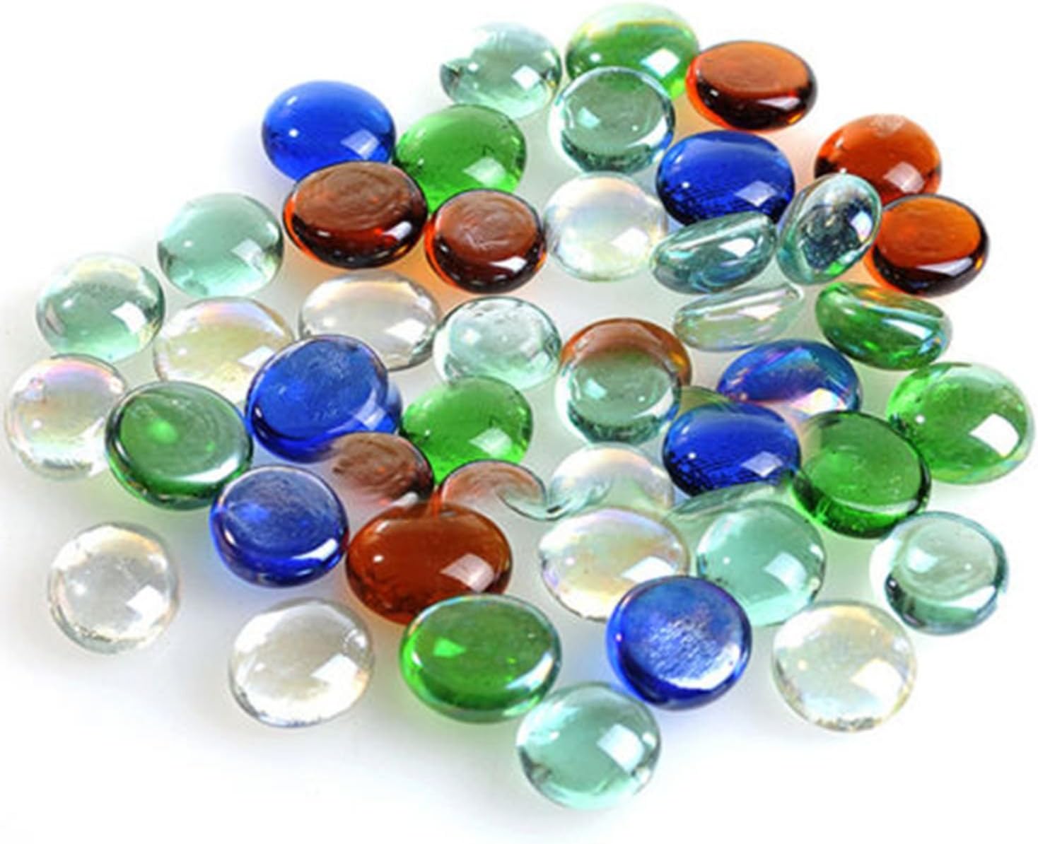 Shubh Impex Glass Decorative Pebbles/Stones Colourful Marbles vase fillers for Home Decoration, Garden and Glass Pebbles for Fish Aquarium for Fish Tank (100 Grams, Multi Color)