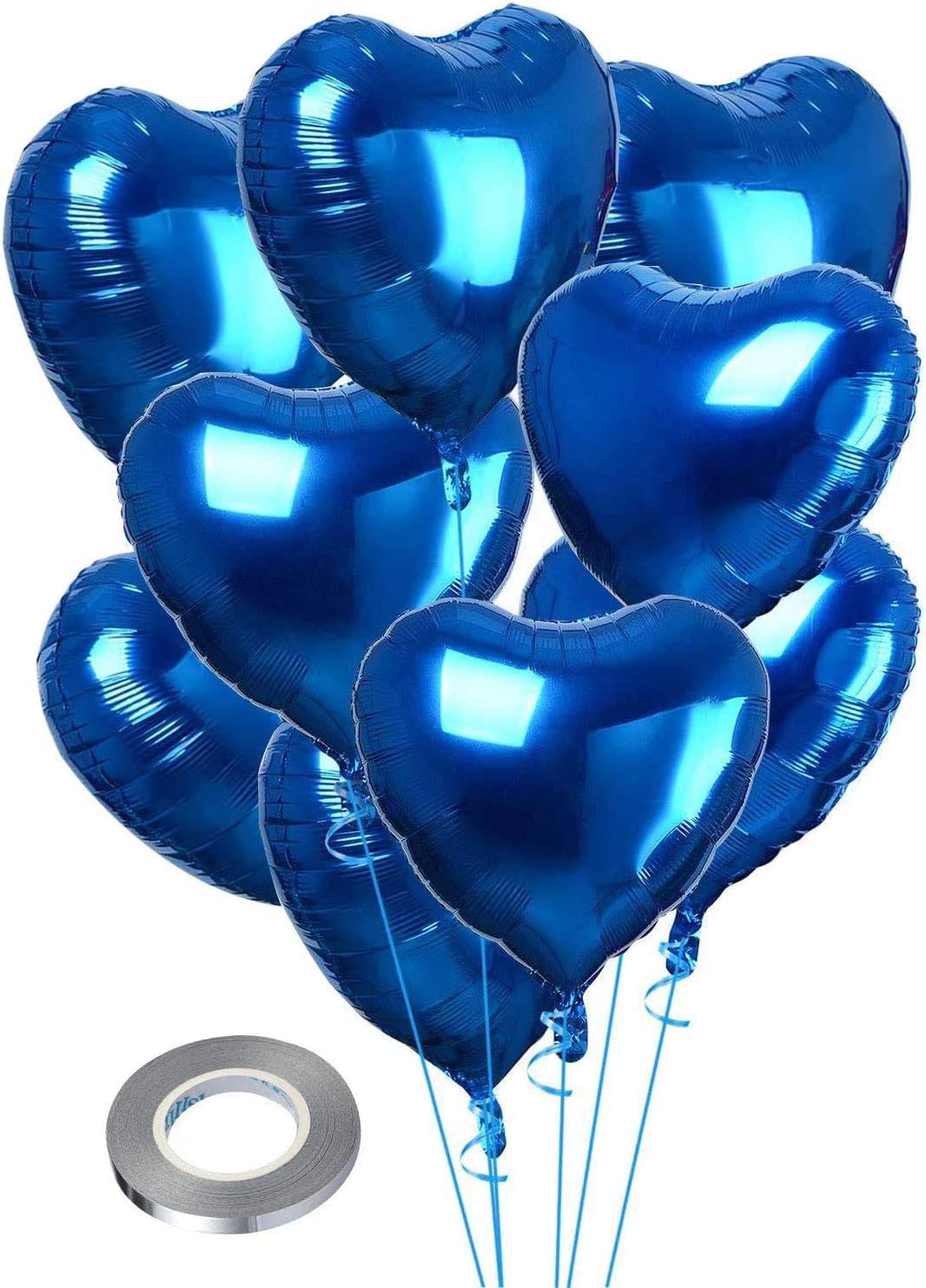 25 Set 18 Inch Blue Heart Foil Balloons | Helium Balloons Birthday| Foil Balloon for Party Supplies (Blue)