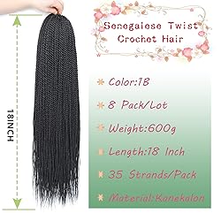 MOSINA Senegalese Twist Crochet Hair, 8 Packs Pre