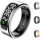 Emerhome Smart Ring Health Tracker with Display Screen, Sleep Tracker with Heart Rate, Fitness Ring Step Tracker for Activity Monitoring/Steps/Calories,Wireless Charging, for iOS Android (Silver,9#)