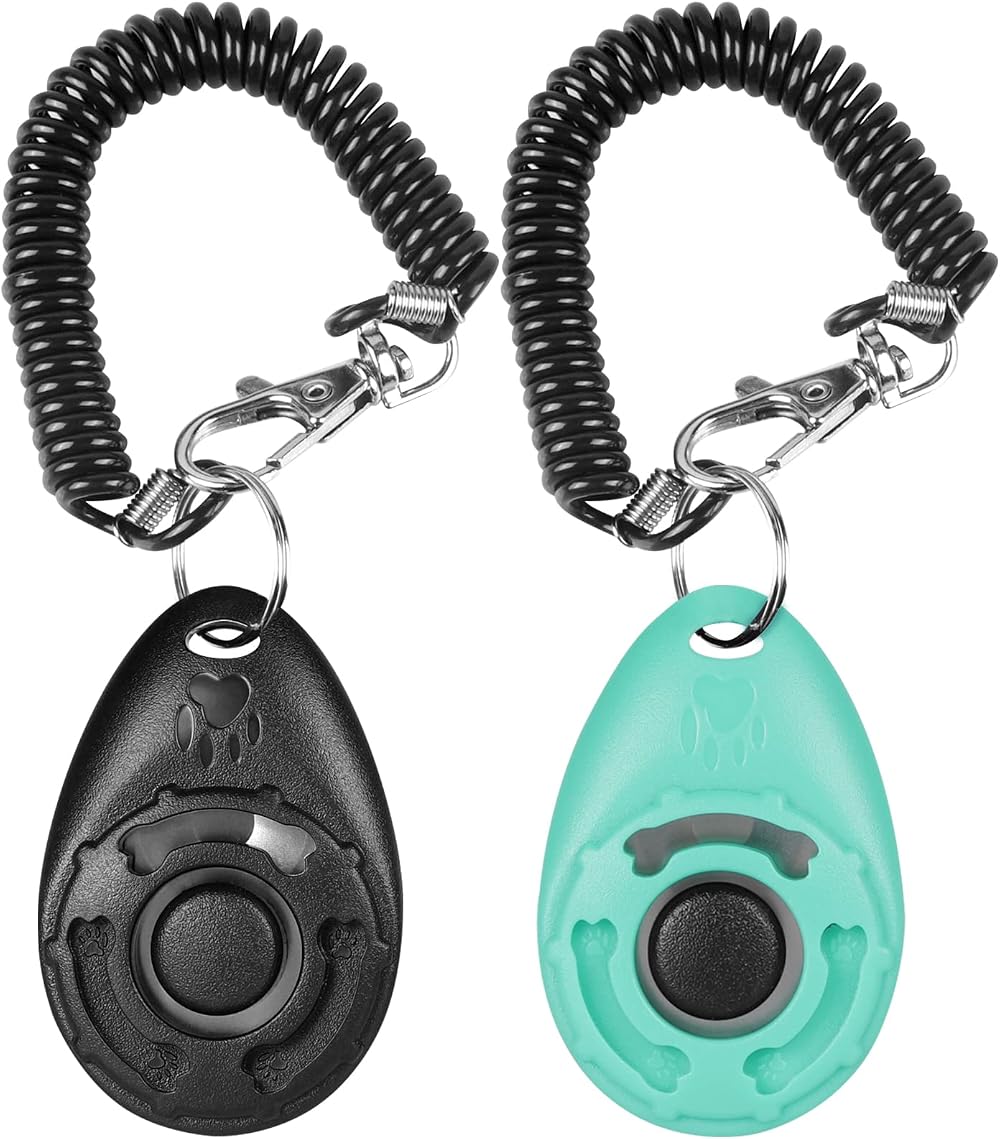 Diyife Dog Clicker 2 Pack Black Green with Wrist Strap Training Clickers