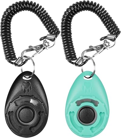 Diyife Dog Clicker 2 Pack Black Green with Wrist Strap Training Clickers