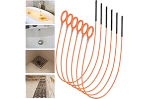 XFIRE-GEAR 32 Inch Snake Drain Hair Removal Tool (6 Pack), Anti-Break Metal with Nylon Coating Sink Snake, Drain Cleaner Hair Catcher Remover for Shower, Bathroom Sink Tub