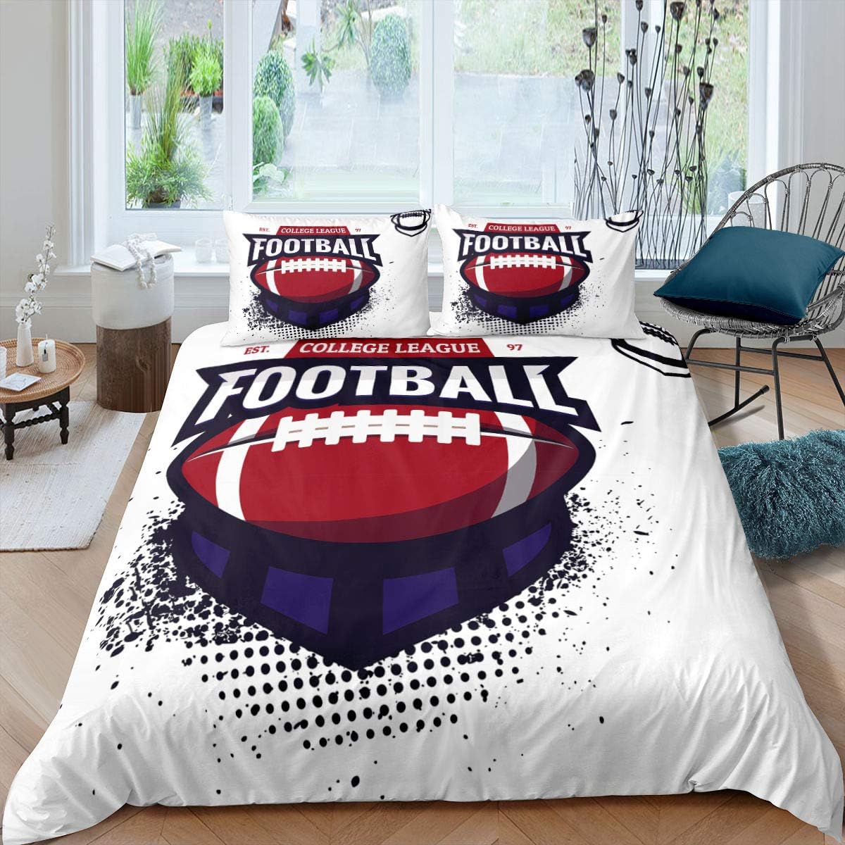 Erosebridal Teens Football Comforter Cover for Kids Boys Adult Men