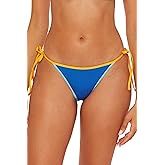 BECCA Womens Crinkle Crush Tie Side Bikini Bottom, Cheeky Coverage, Swimwear Separates for Women