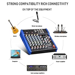JXSOU Audio Mixer, 10-Channel DJ Mixer Bluetooth