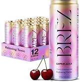BRĒZ Dream Reishi Mushroom Drink, Non-Infused Sparkling Tonic, 12 Pack | Vegan Adaptogen Drink for Sleep, Calm &amp; Mood, Relaxing Tonic with Chamomile, Magnesium, L-Theanine, Tart Cherry, 12 fl oz