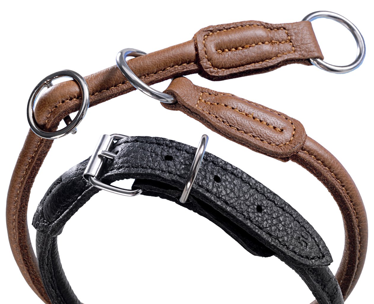 Nobby Elk Leather Dog Choker, 60 cm x 10 mm, Brown